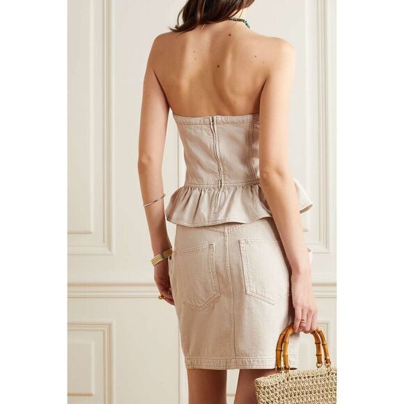 Isabel Marant Etoile Solizinia strapless denim peplum top - Picture 4 of 15